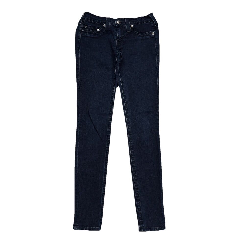 True Religion Casey Skinny Jeans 27 (26x28.5) Dark Blue Low Waist Stretch Womens